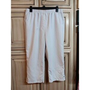 Allison Daley Women's‎ Sz 12 White Capri Pants Pull On Elastic Waist Pockets